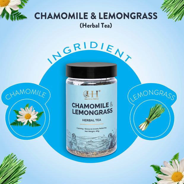 Chamomile and lemongrass Tea Jars, Resealable Pouch and Teabags
