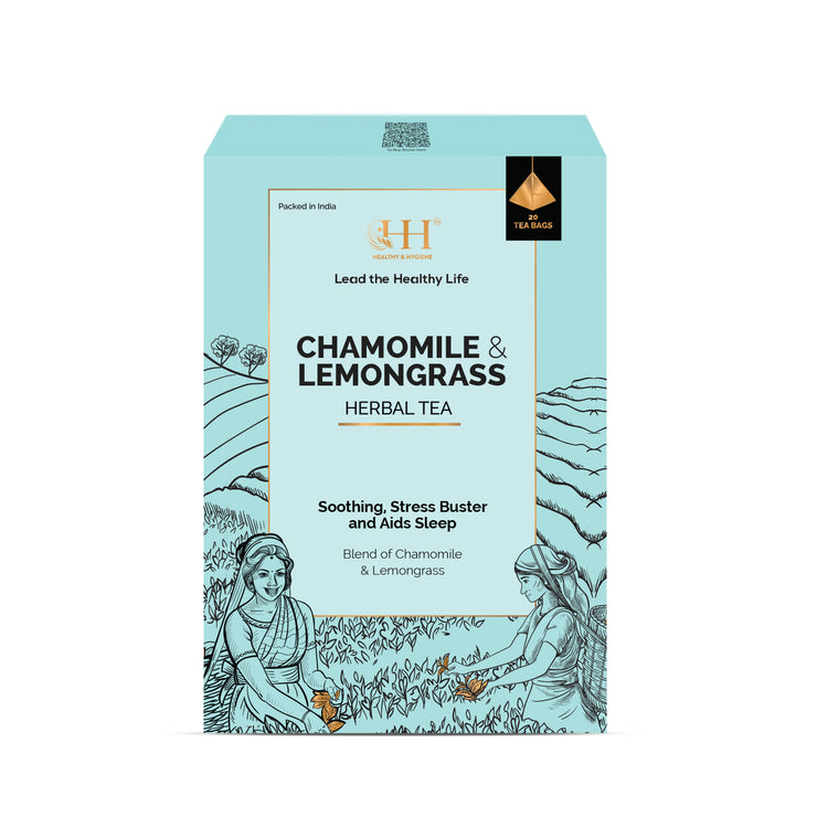 Chamomile lemongrass Tea in pyramid teabags | Caffeine Free