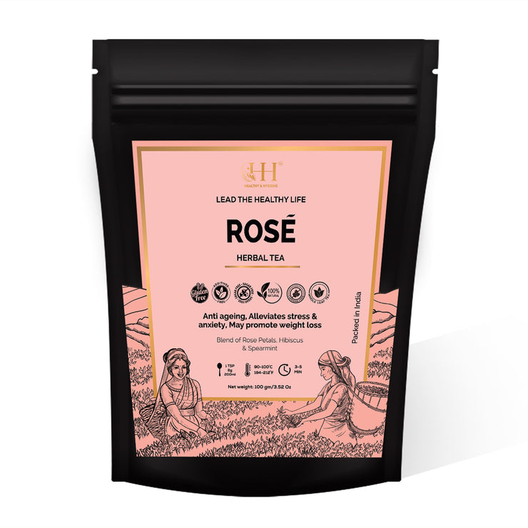 Buy Rose Tea online, Blend of Rose petals, Hibiscus and Spearmint | 100grams
