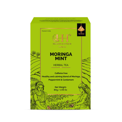 Moringa Mint | Herbal Tea | Caffeine Free | Healthy & Relaxing blend of Moringa leaves, Peppermint leaves & Cardamom pods