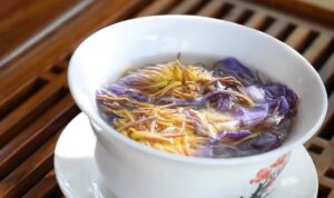 Close-up of a floral lotus tea