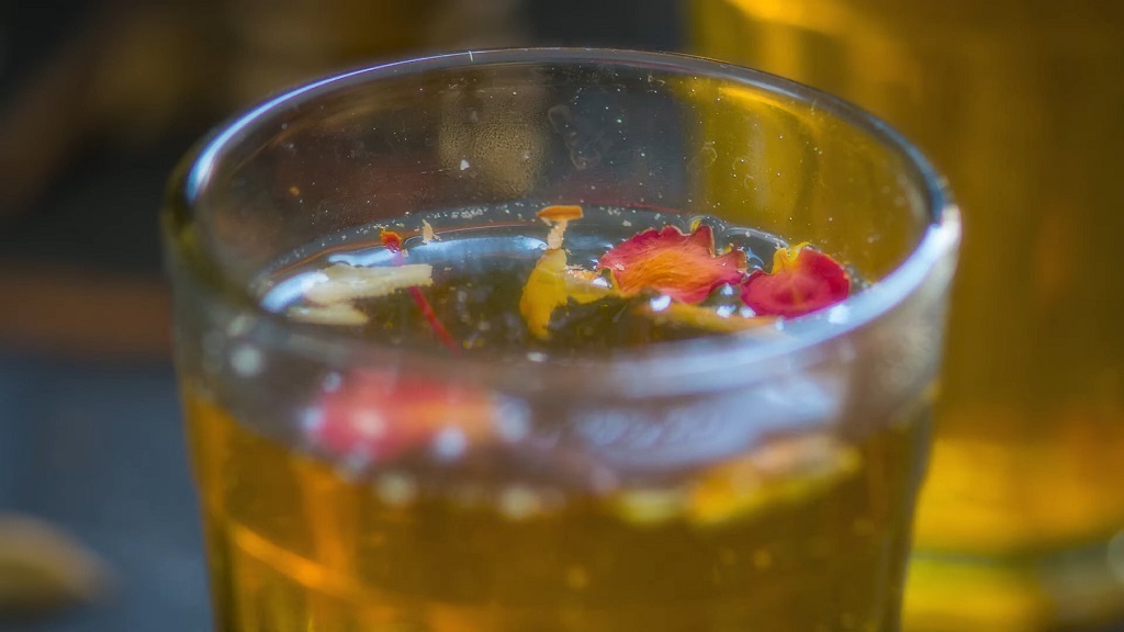 A glass of Kashmiri tea